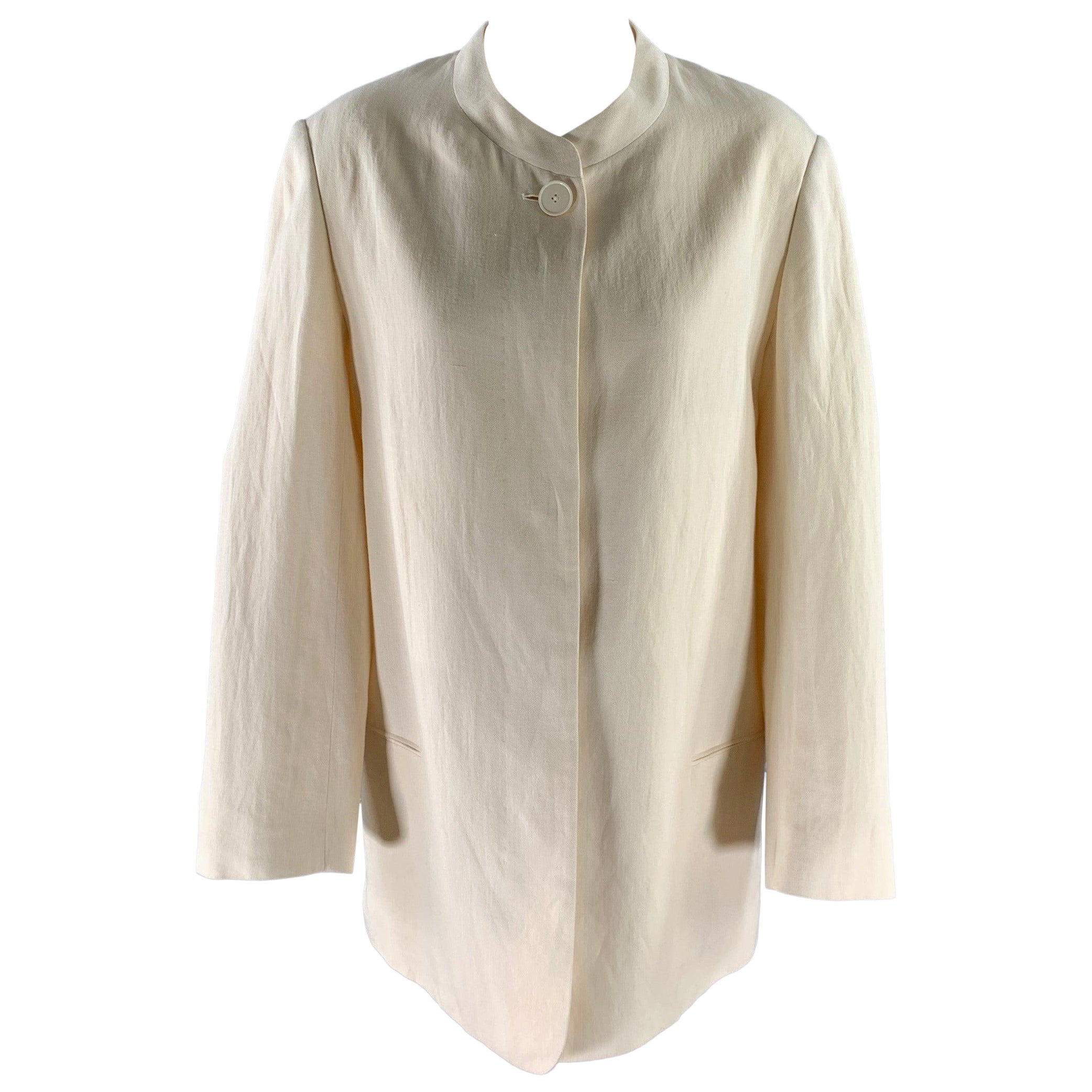 THE ROW Size L Cream Linen Blend Blazer