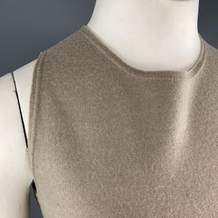 THE ROW Size L Taupe Virgin Wool Blend Knit Sleeveless Sheath Sweater Dress