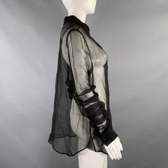 THE ROW Size M Black Silk Sheer Button Down Blouse