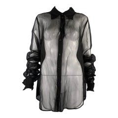 THE ROW Size M Black Silk Sheer Button Down Blouse
