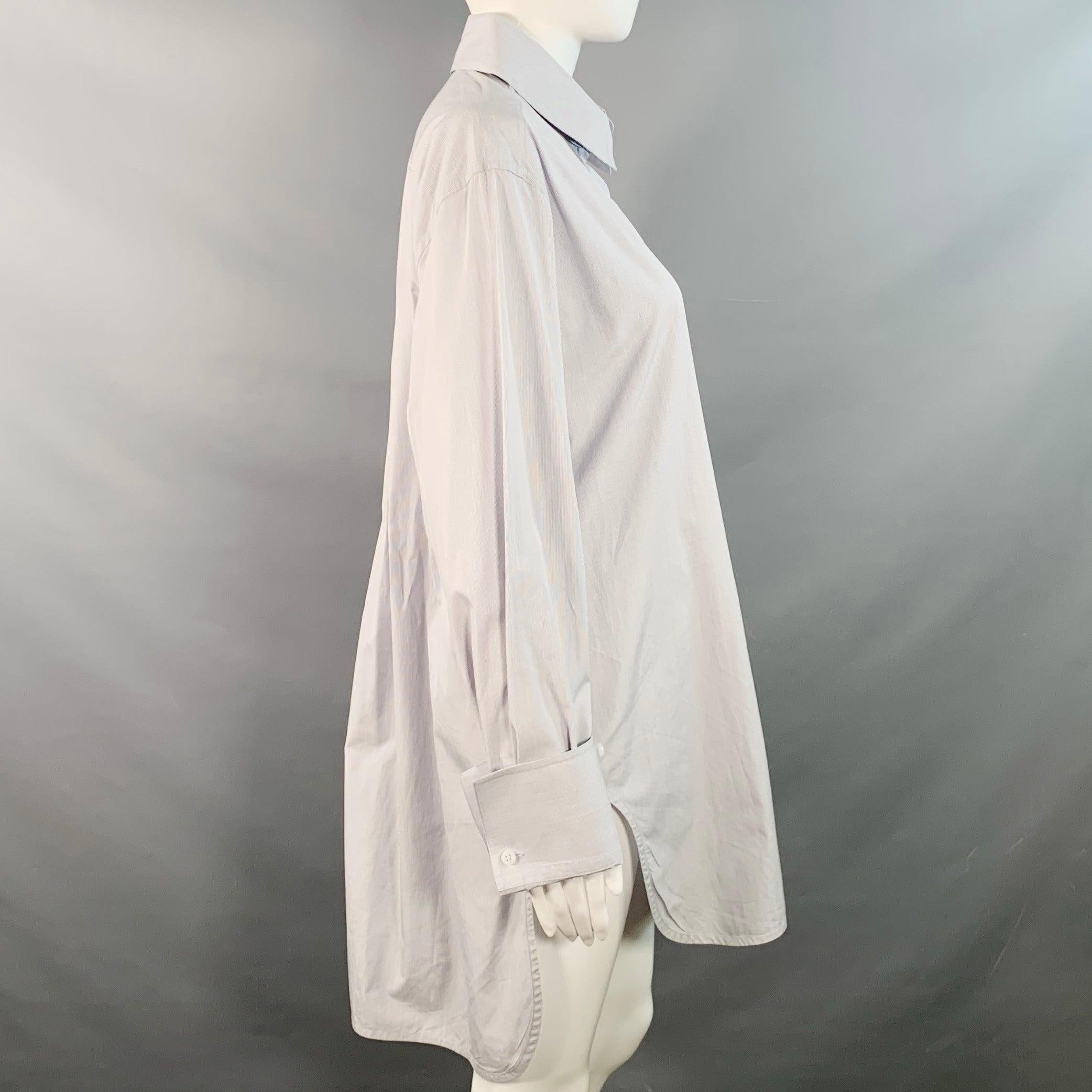 Gray THE ROW Size M Blue White Cotton Stripe Oversized Hidden Placket Shirt For Sale