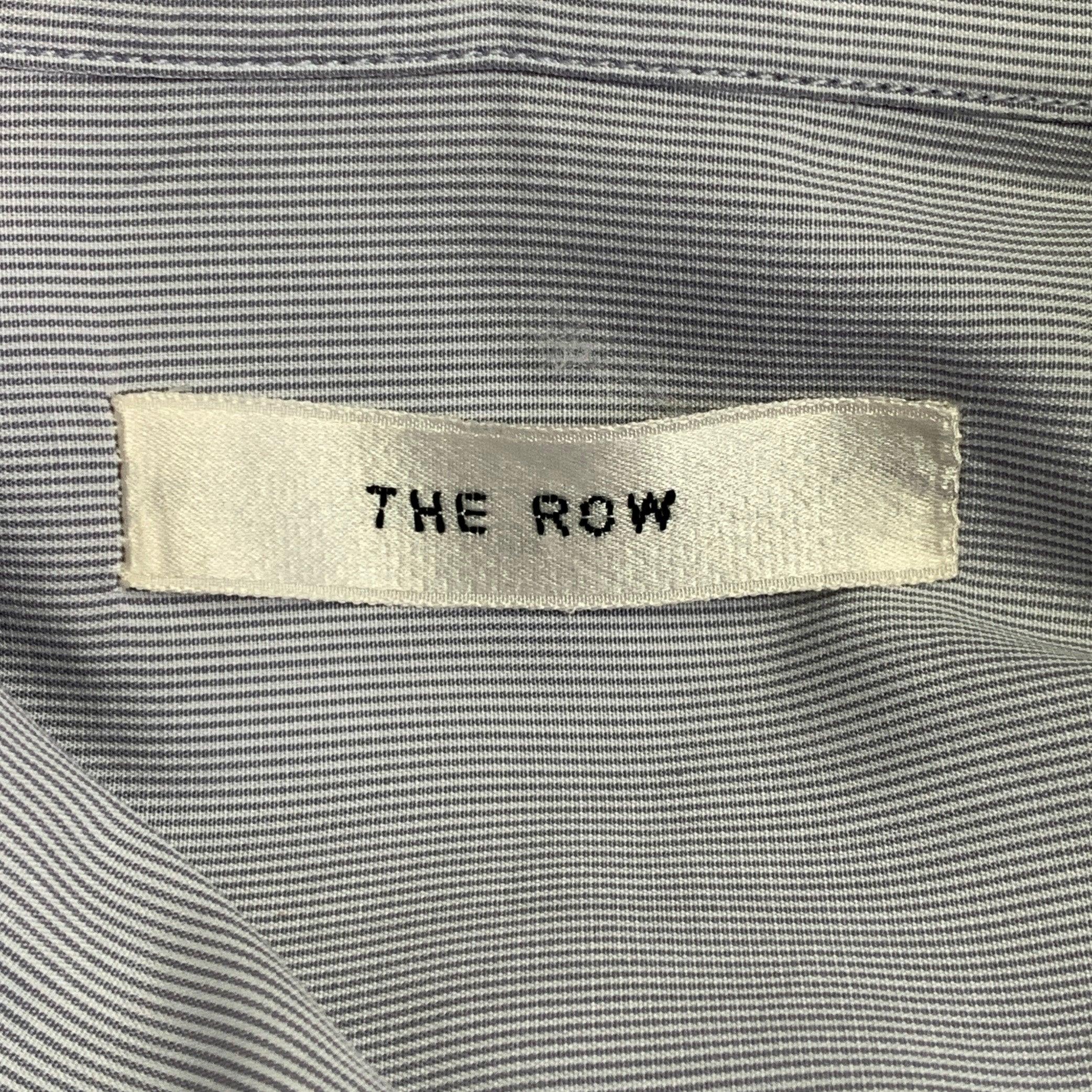 THE ROW Size M Blue White Cotton Stripe Oversized Hidden Placket Shirt For Sale 1