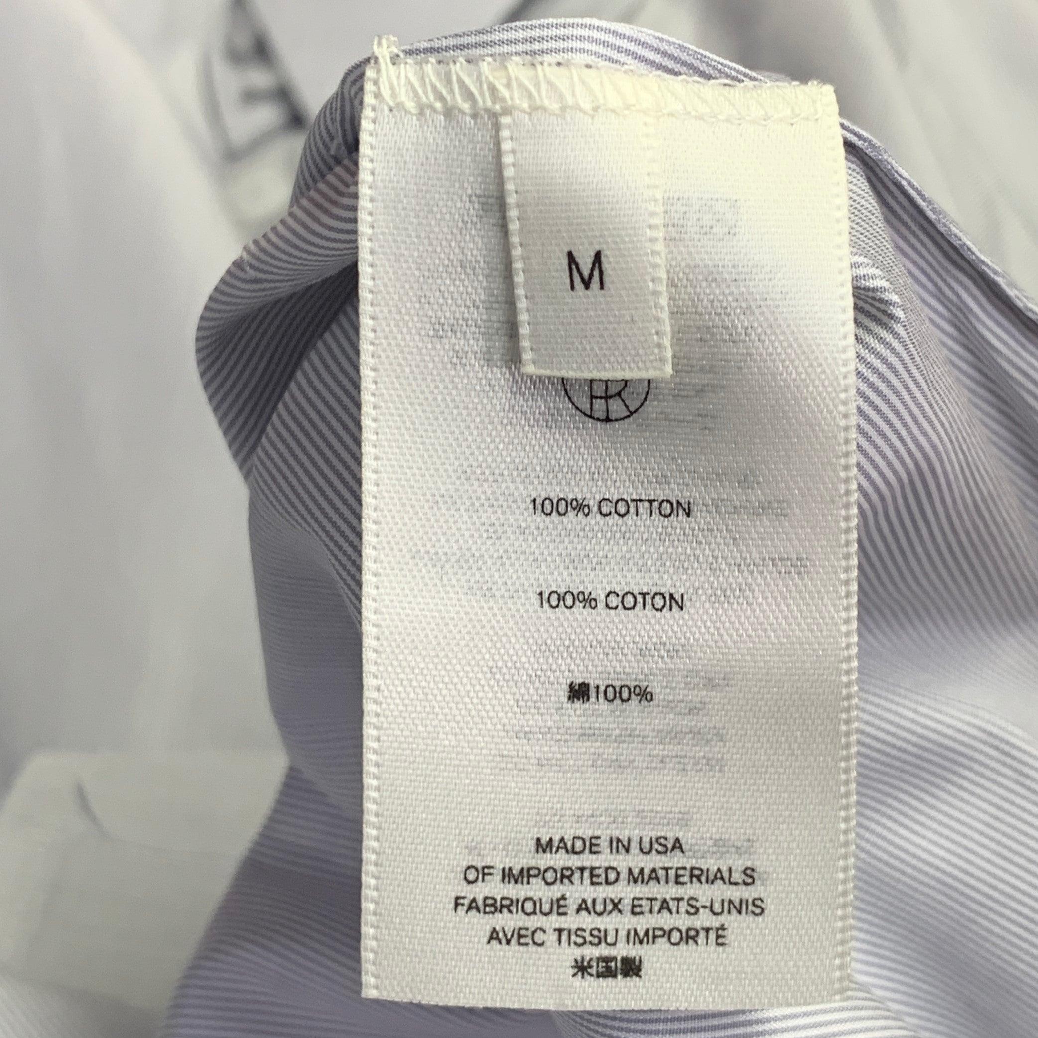 THE ROW Size M Blue White Cotton Stripe Oversized Hidden Placket Shirt For Sale 2