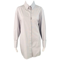 THE Row - Camicia con abbottonatura nascosta oversize in cotone blu e bianco, taglia M.