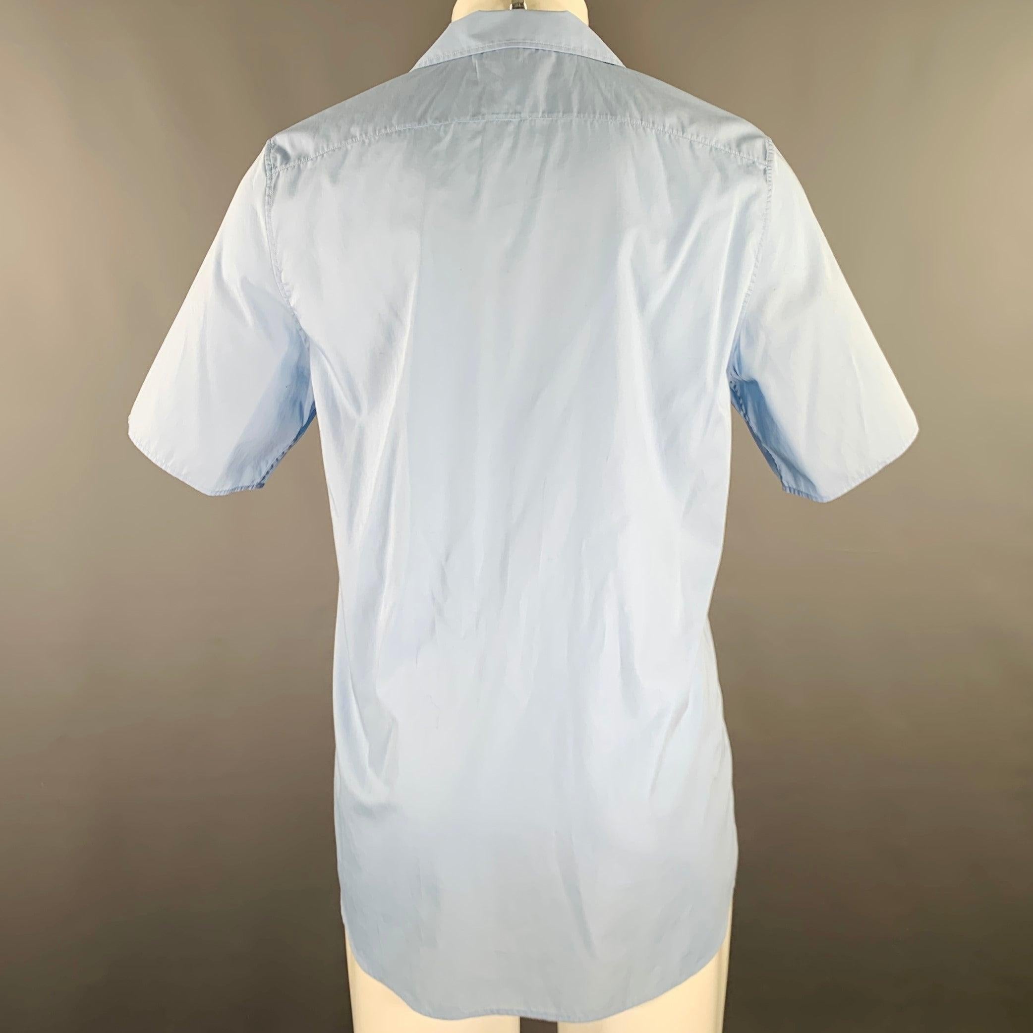 Gray THE ROW Size S Blue Cotton Camp Short Sleeve Shirt For Sale