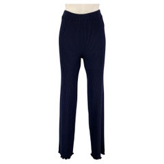 THE ROW Size S Navy Cotton Silk Ribbed Elastic Waistband Casual Pants