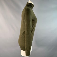 THE ROW Size S Olive Cashmere / Silk Knitted Turtleneck Sweater