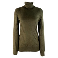 THE ROW Size S Olive Cashmere / Silk Knitted Turtleneck Sweater