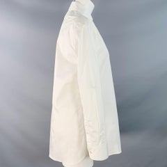 THE ROW Size S White Cotton Blend Spread Collar Oversized Hidden Buttons Shirt (Chemise à boutons cachés)
