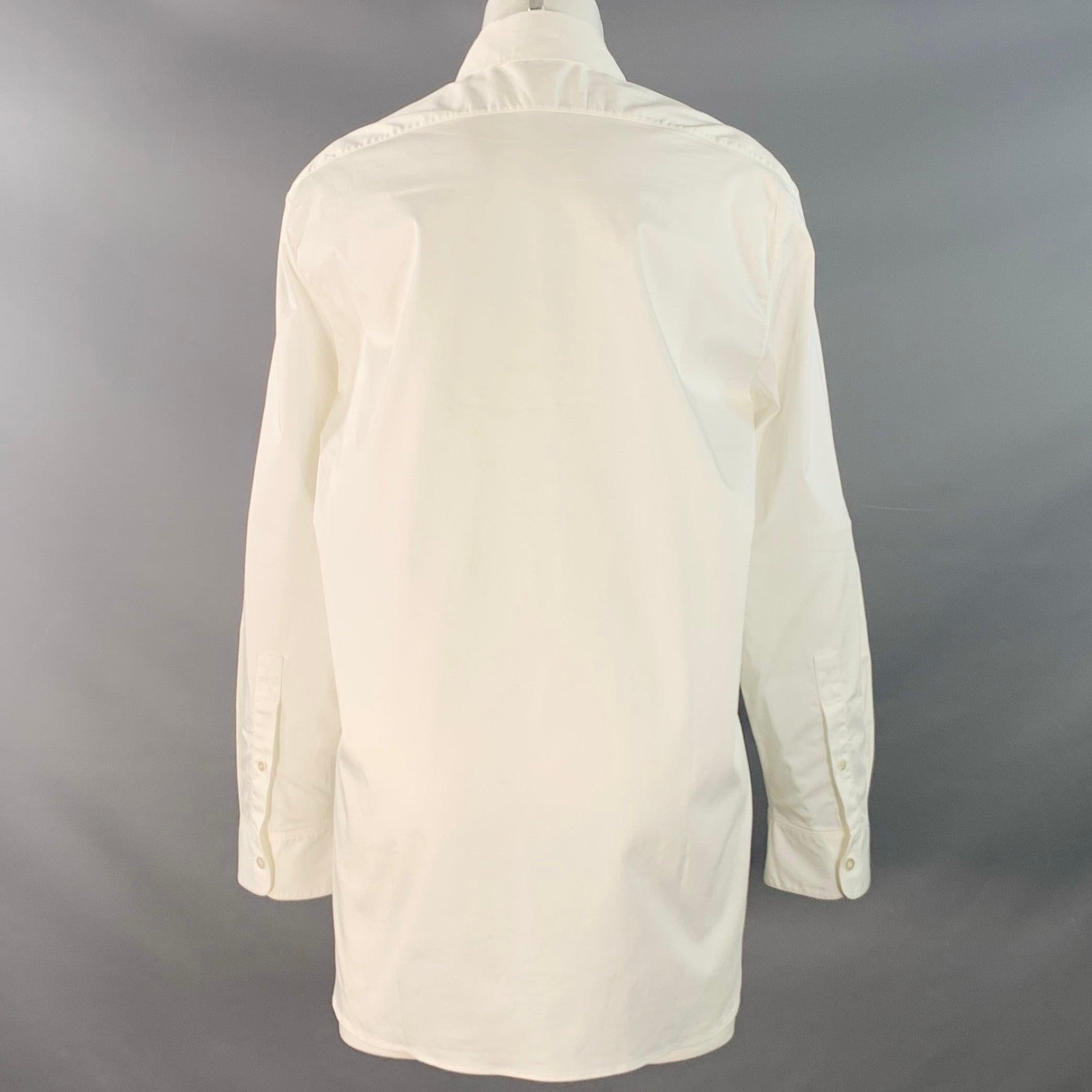 Blanc THE ROW Size S White Cotton Blend Spread Collar Oversized Hidden Buttons Shirt (Chemise à boutons cachés) en vente