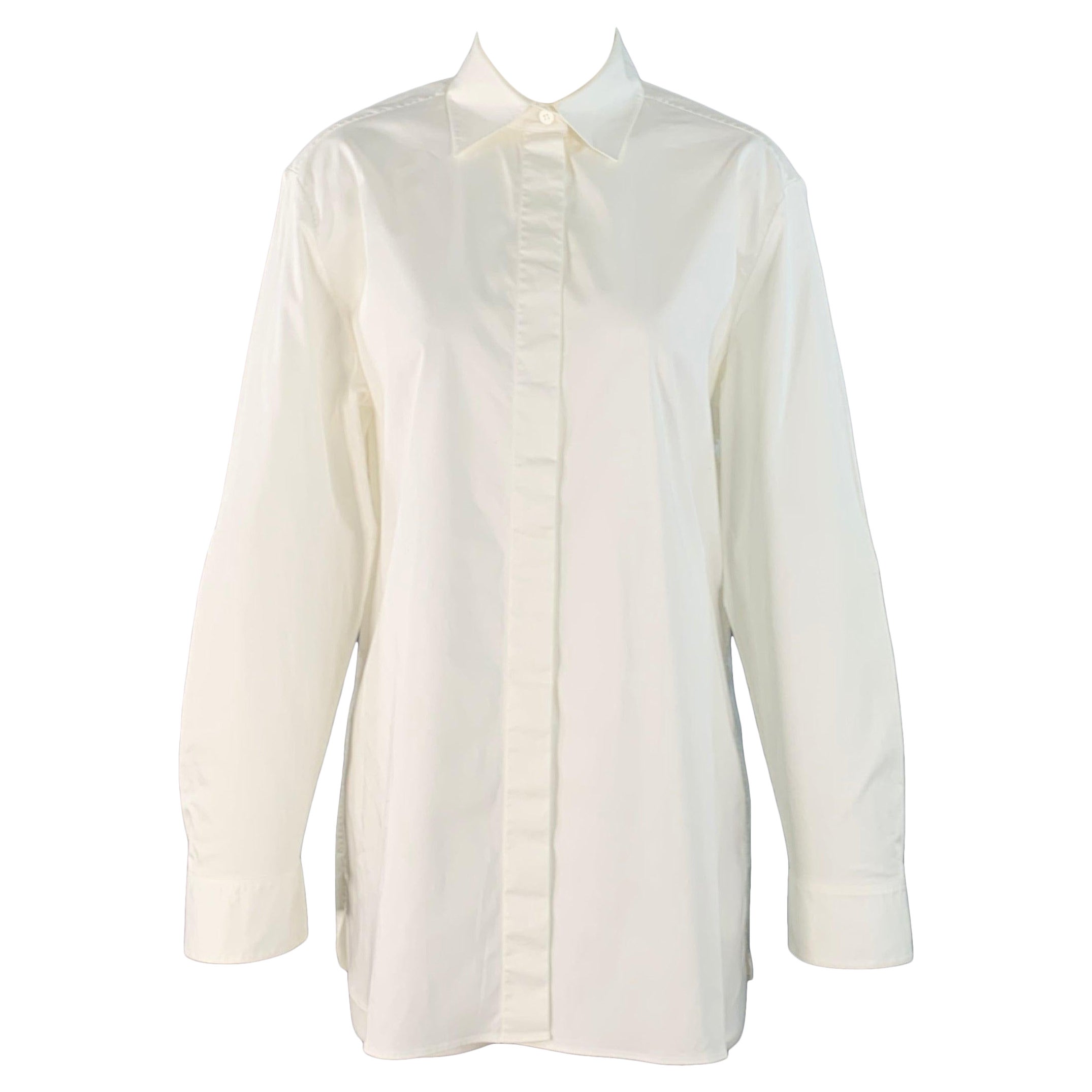 THE ROW Taglia S White in misto cotone con colletto spalmato e bottoni nascosti, camicia oversize