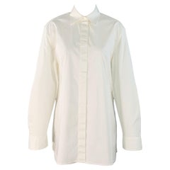 THE ROW Größe S White Cotton Blend Spread Collar Oversized Hidden Buttons Shirt