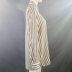 THE Row Taglia S White Grey Silk Stripe Hidden Buttons Shirt (Camicia con bottoni nascosti)