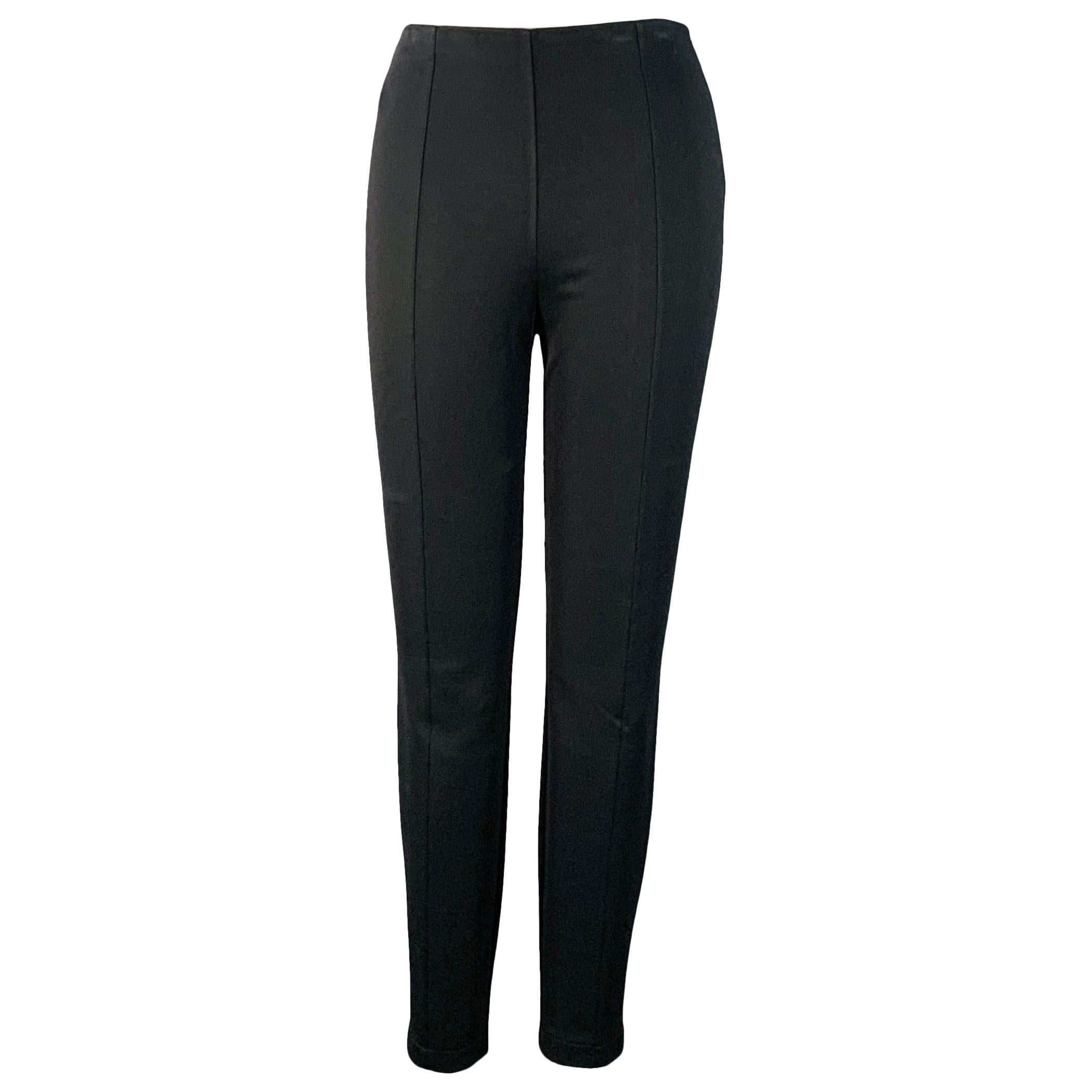 THE Row Taglia XL Leggings neri in misto viscosa con elastico in vita, pantaloni casual