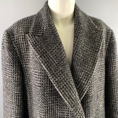 The Row Taille XL Manteau gris noir en laine mélangée à la soie