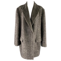 The Row Taille XL Manteau gris noir en laine mélangée à la soie