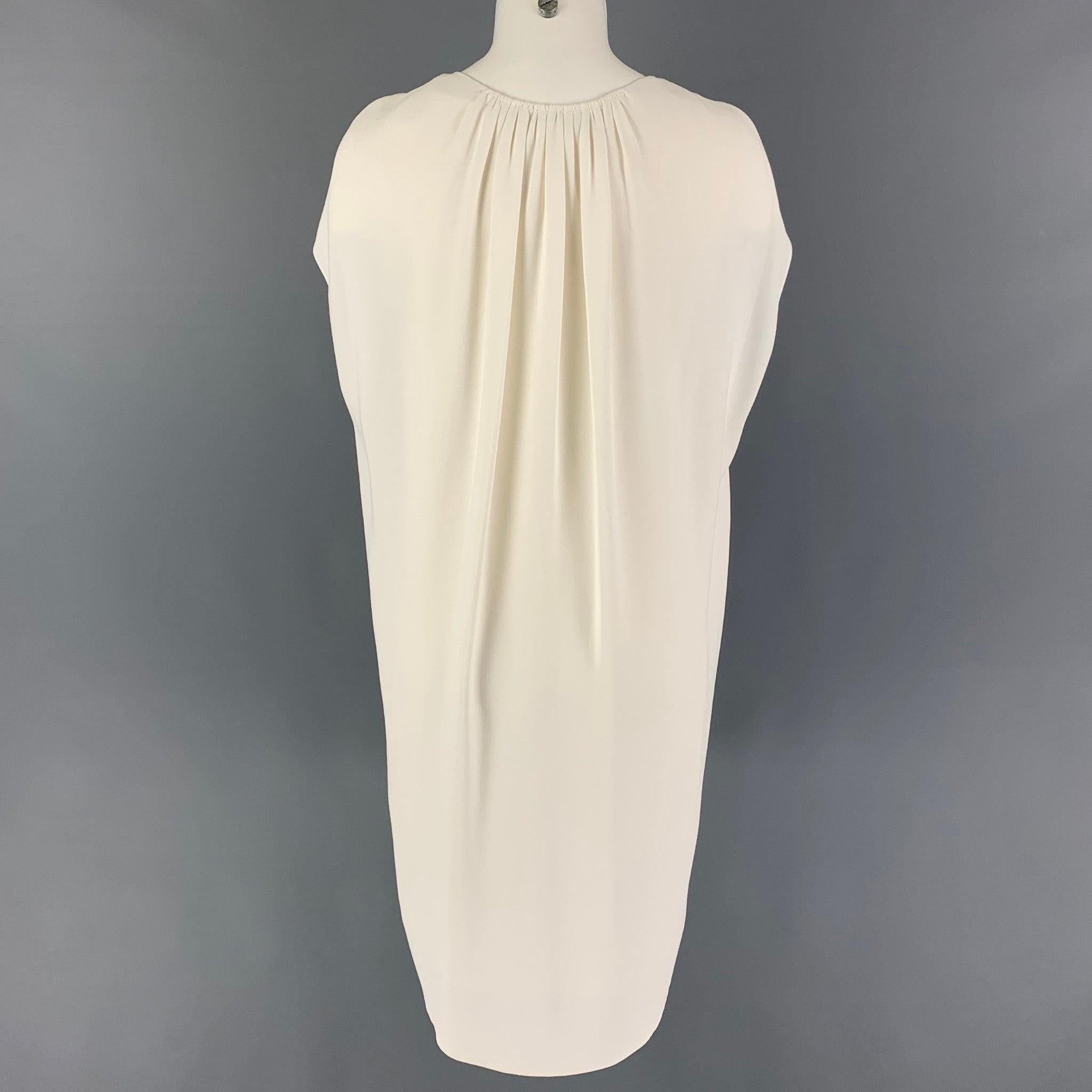 THE ROW Size XS Cream Viscose Sleeveless Shift Dress In Good Condition For Sale In San Francisco, CA