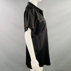 THE ROW Size XS Giuseppina Black Silk Wool Short Sleeve Casual Top