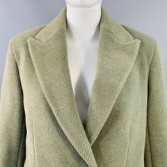 THE ROW Size XS Green Sage Wool Polyamide Twill Double Breasted Coat