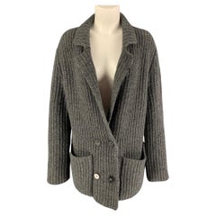 THE ROW Size XS Grey Cashmere Silk Double Breasted Oversized Cardigan