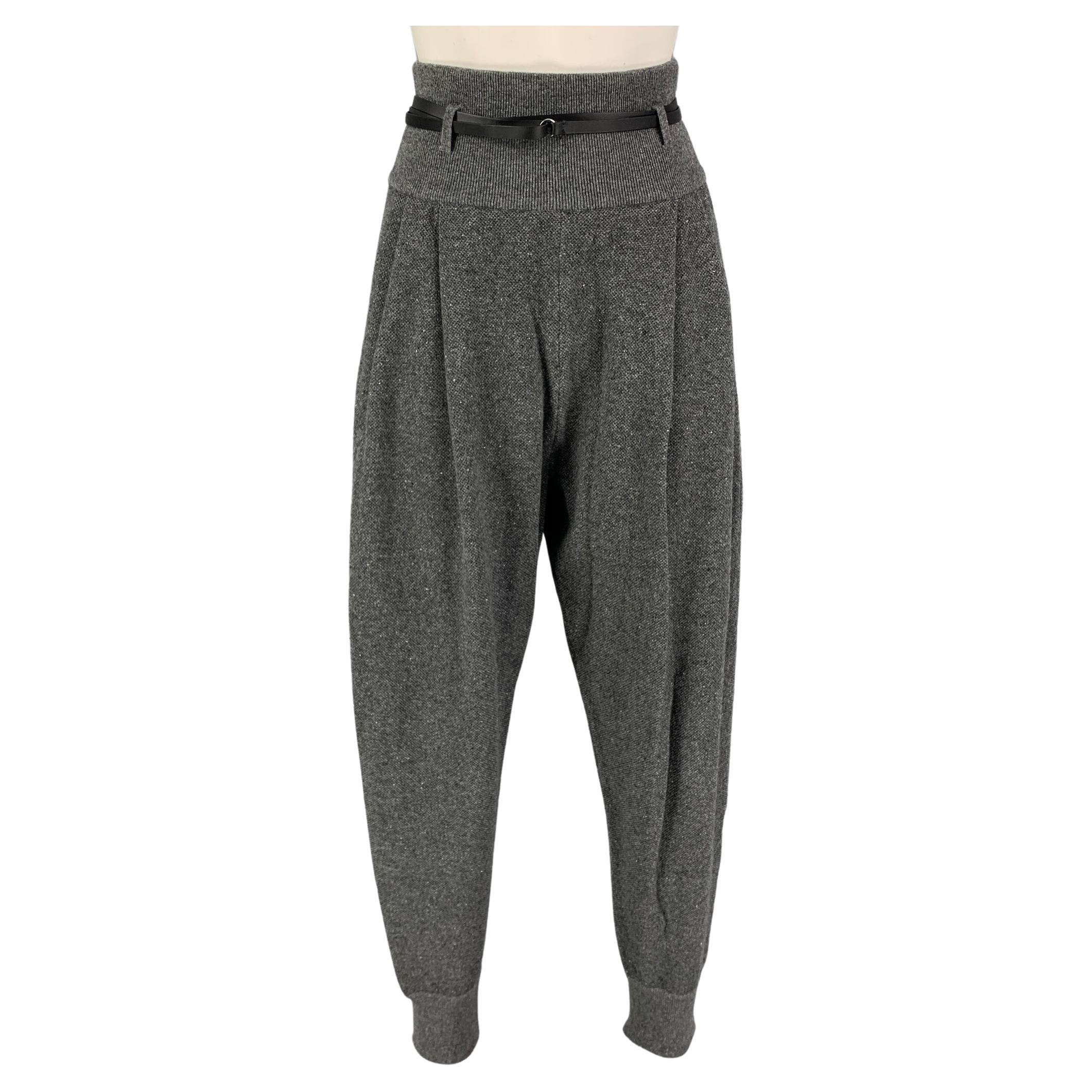 THE ROW Size XS Grey Cashmere Silk Pleated High Waisted Casual Pants