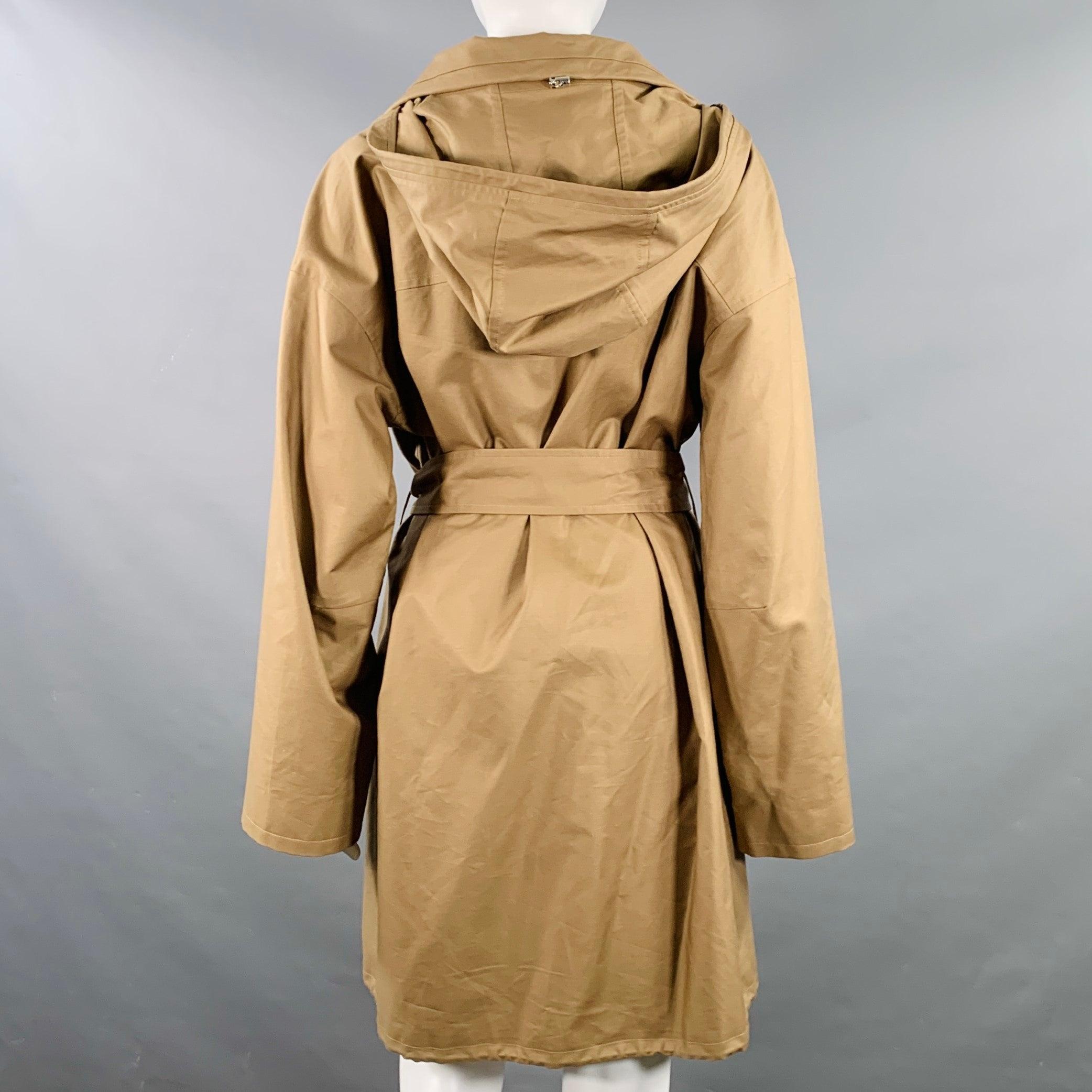 Marron The Row Taille XS Trench-coat à capuche en coton kaki à double fermeture éclair en vente