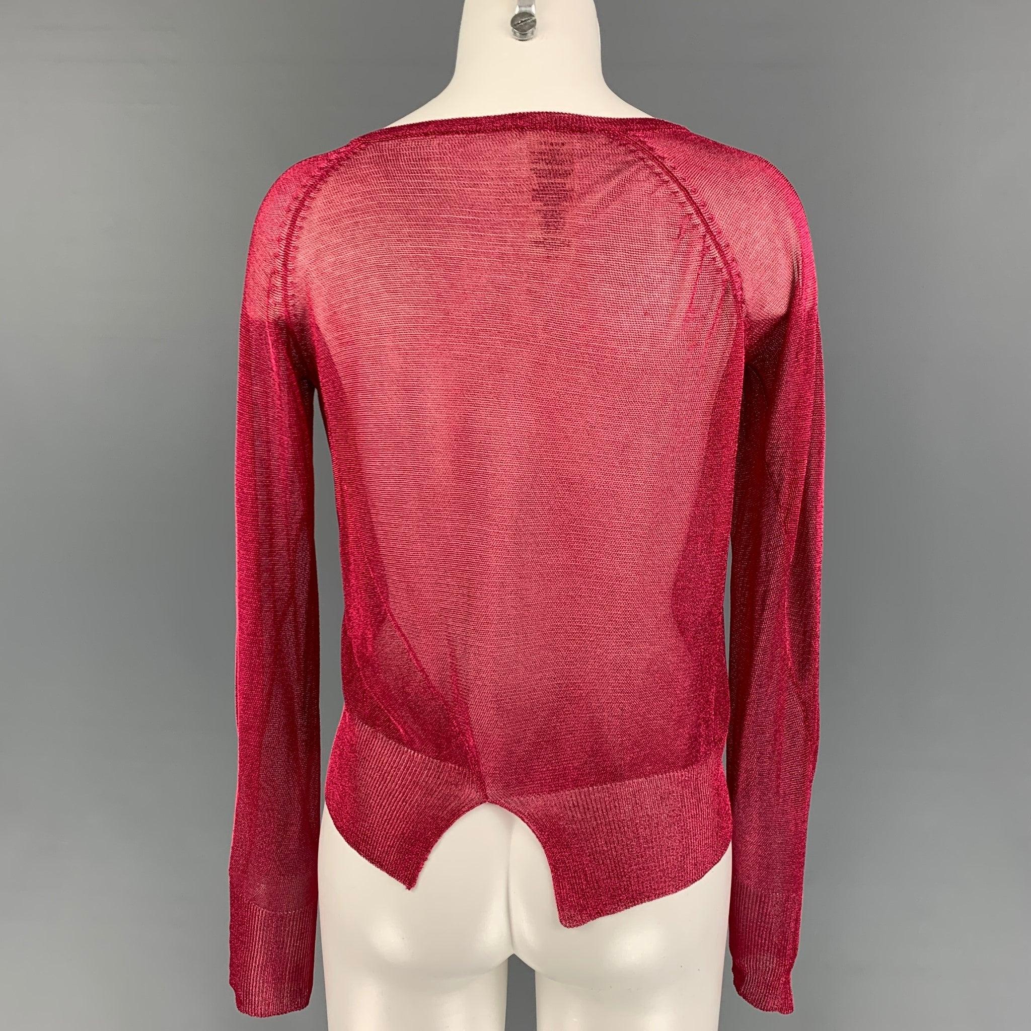 THE ROW Size XS Red Viscose Blend Metallic Giro Vented Top In Good Condition For Sale In San Francisco, CA