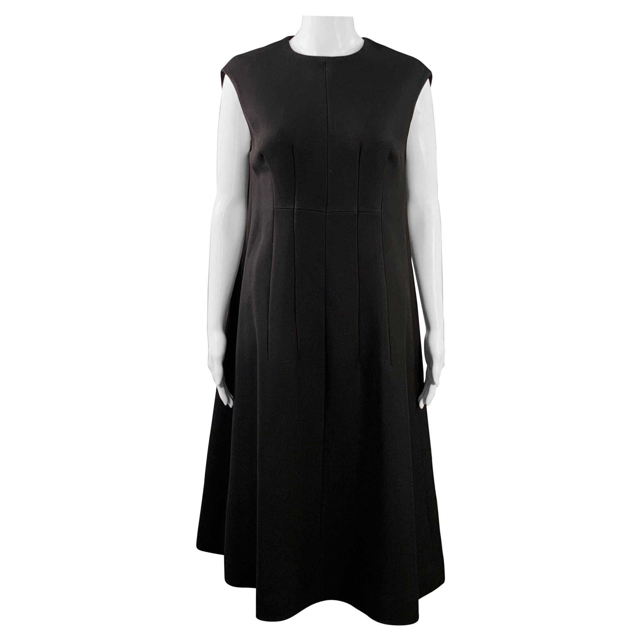 THE ROW Size XS/S Black Wool Silk Sleeveless Oversized Midi Dress