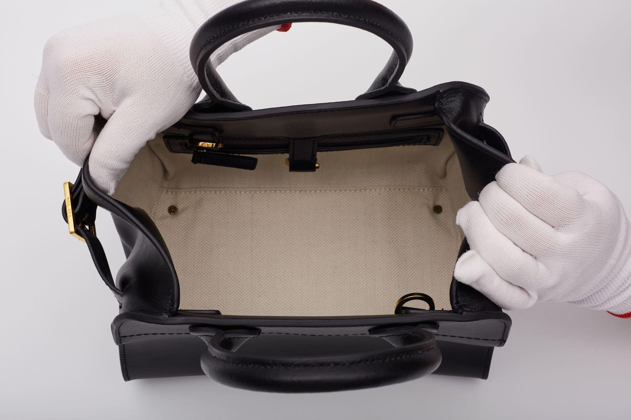 The Row Smooth Black Leather Margaux 12 Tote Bag 6