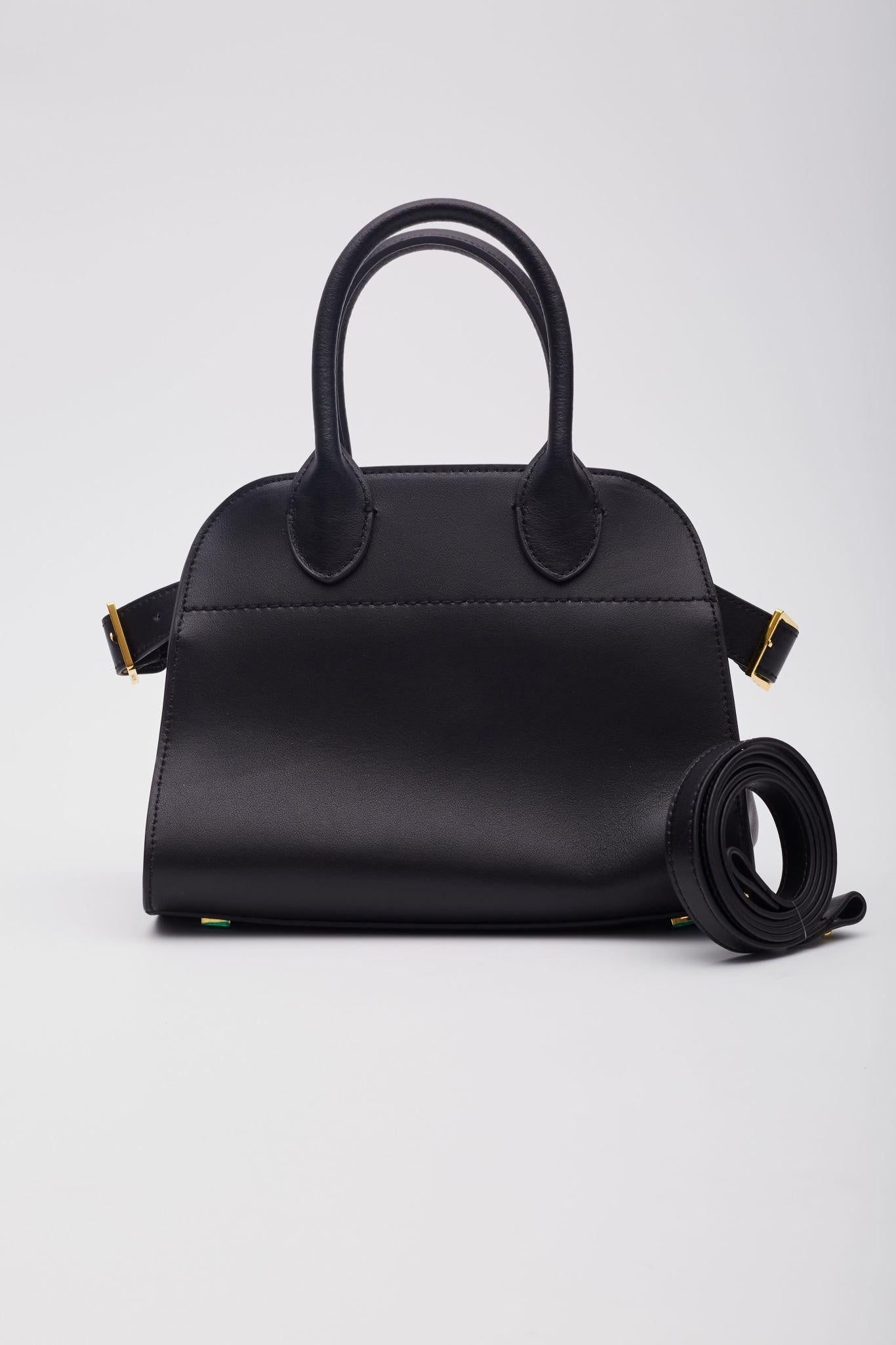 Women's The Row Smooth Black Leather Margaux 12 Tote Bag