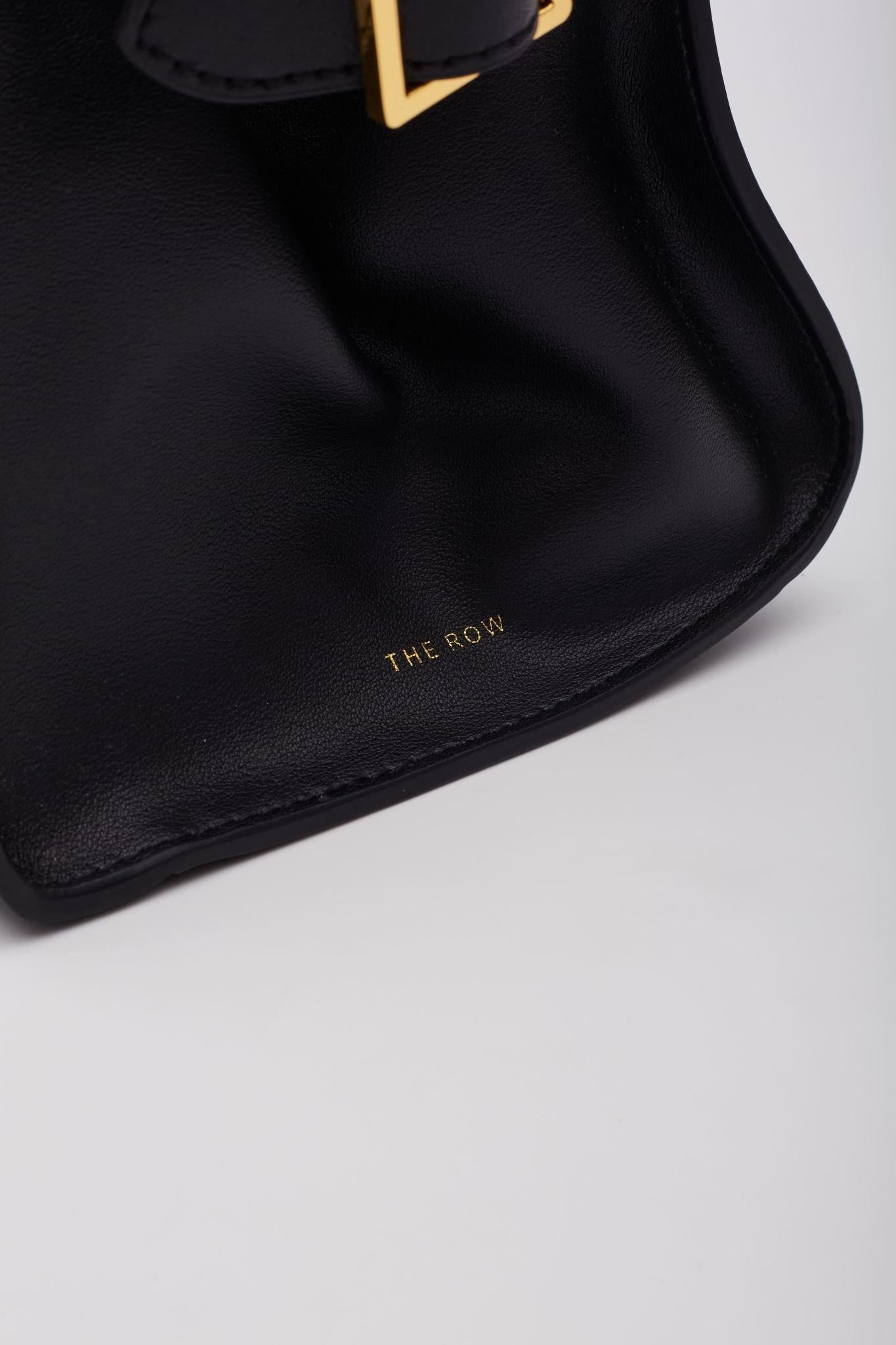The Row Smooth Black Leather Margaux 12 Tote Bag 2