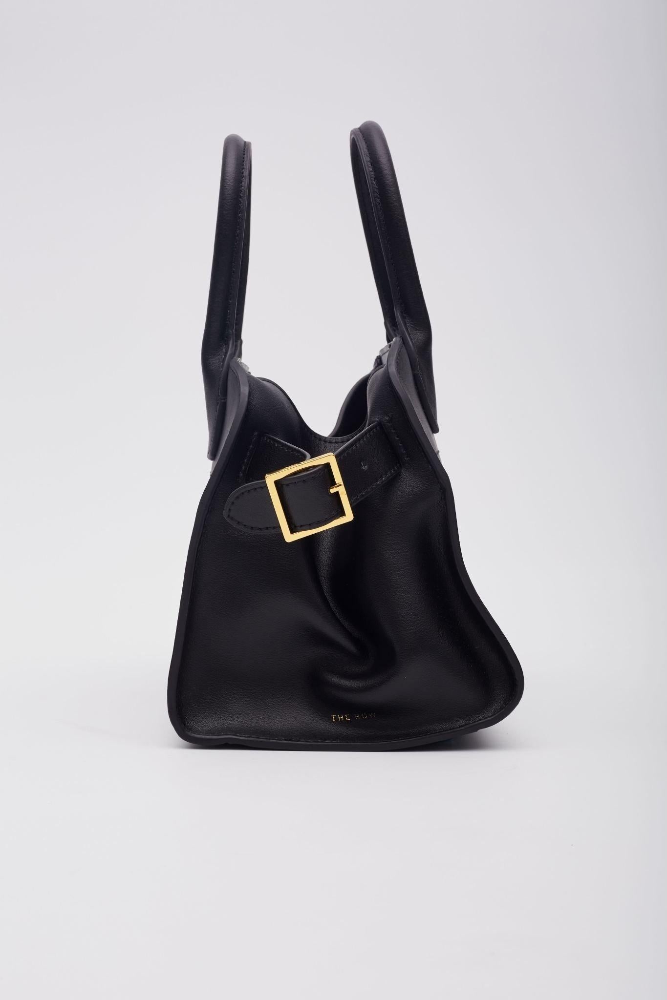 The Row Smooth Black Leather Margaux 12 Tote Bag 3