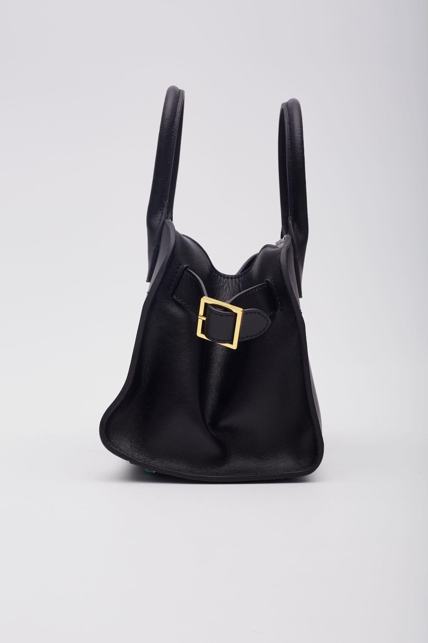 The Row Smooth Black Leather Margaux 12 Tote Bag 4