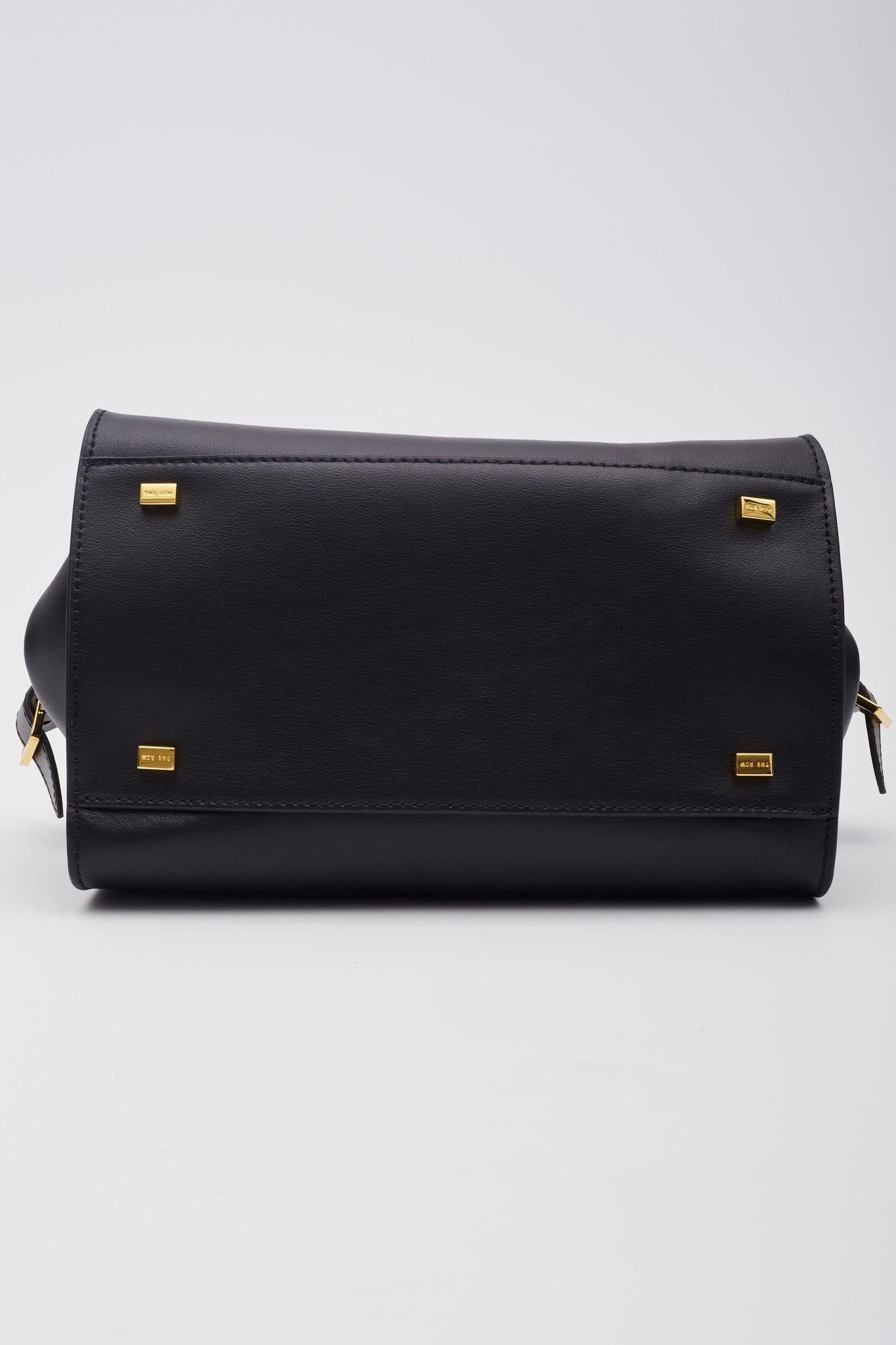 The Row Smooth Black Leather Margaux 12 Tote Bag 5