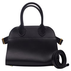 The Row Smooth Black Leather Margaux 12 Tote Bag
