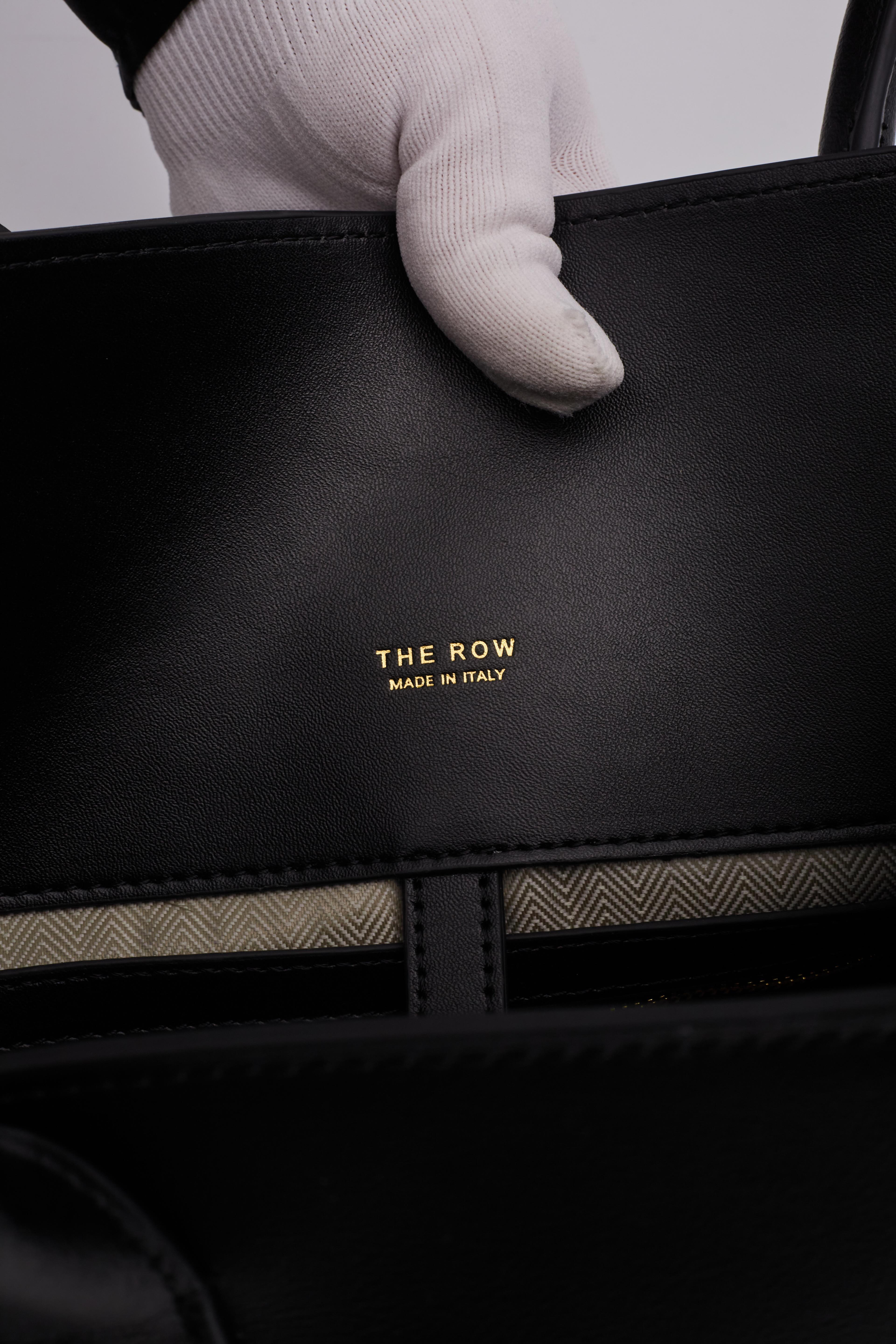 The Row Smooth Black Leather Margaux 15 Tote Bag 3