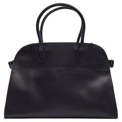 The Row Smooth Black Leather Margaux 15 Tote Bag