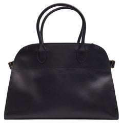 The Row Smooth Black Leather Margaux 17 Tote Bag