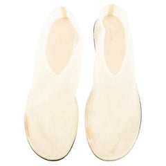 THE ROW Sock Mesh white sheer nylon black leather sole minimal ballet flats EU38