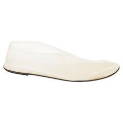 THE ROW Sock Mesh white sheer nylon black leather sole minimal ballet flats EU38