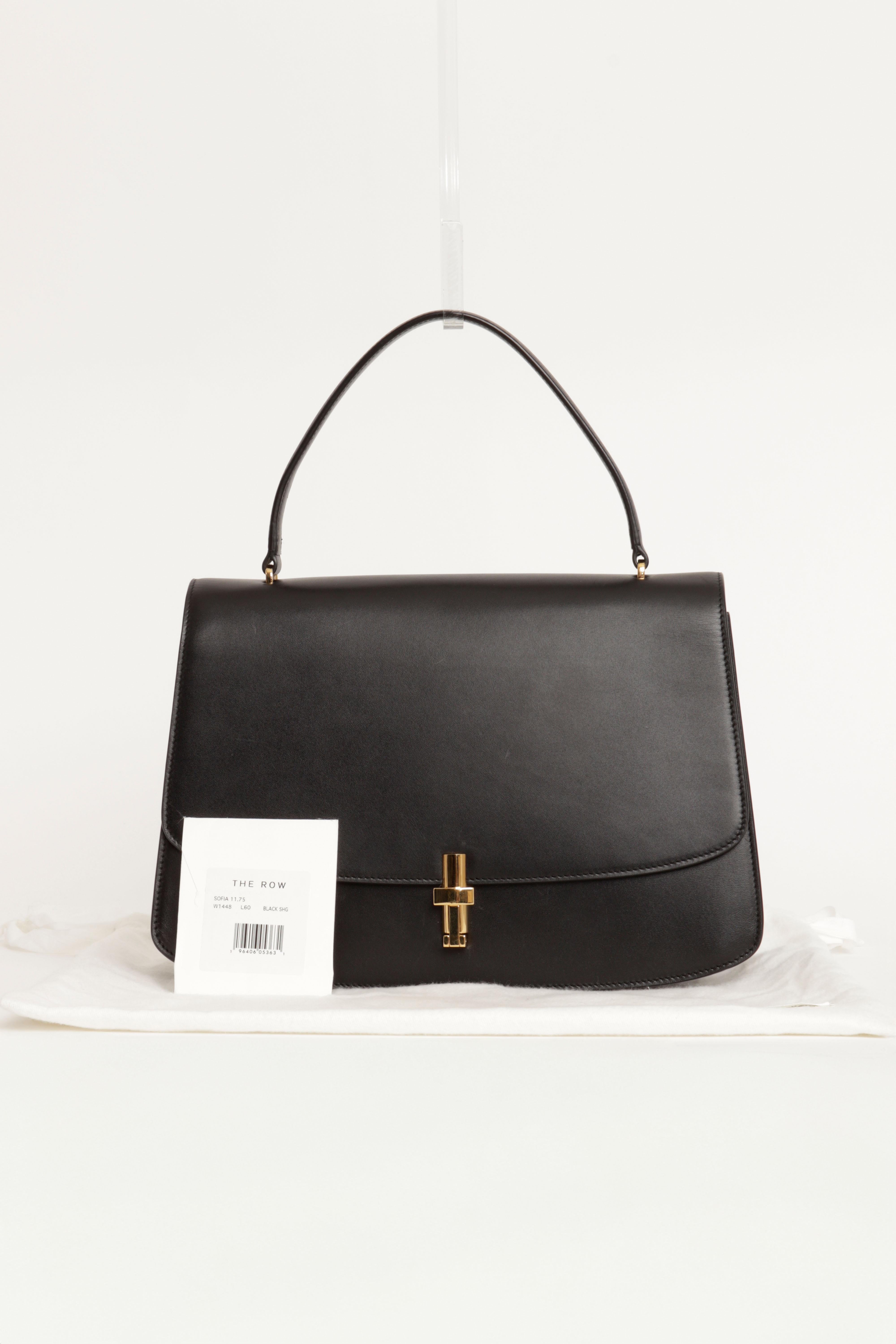 Borsa The Row Sofia 11.75 in pelle di vitello nera con hardware dorato e sacchetto di polvere e carta d'autore in vendita 6