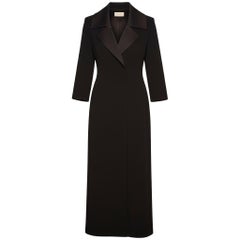 The Row SS16 Serena Coat  Black Wool & Silk Tuxedo Maxi Coat size US 0