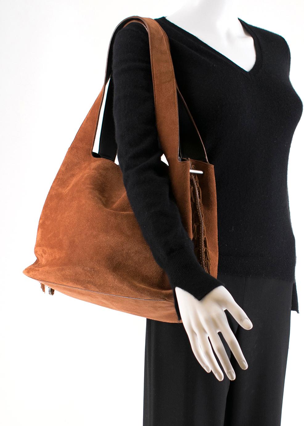 The Row Suede Duplex Fringe Hobo Tote 3