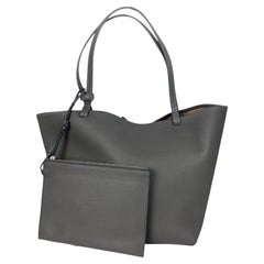 The Row Timouse Grey Grained Calfskin Leather Park Tote Three Bag with Insert