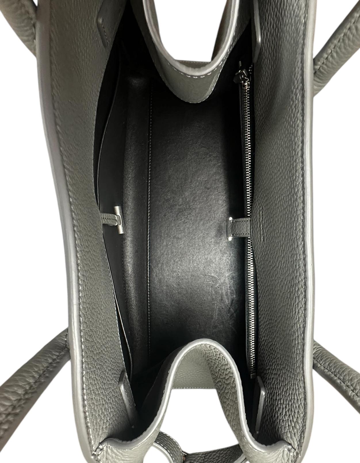 The Row Timouse Grey Pebbled Leather E/W Soft Margaux 12 Bag 2