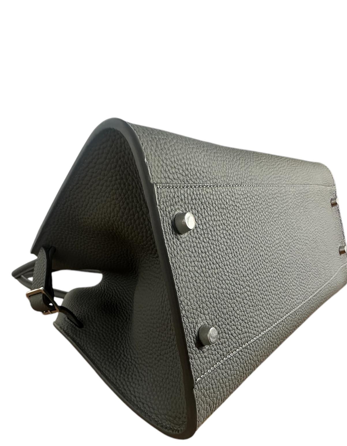 The Row Timouse Grey Pebbled Leather E/W Soft Margaux 12 Bag 3