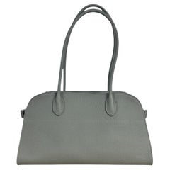 The Row Timouse Grey Pebbled Leather E/W Soft Margaux 12 Bag