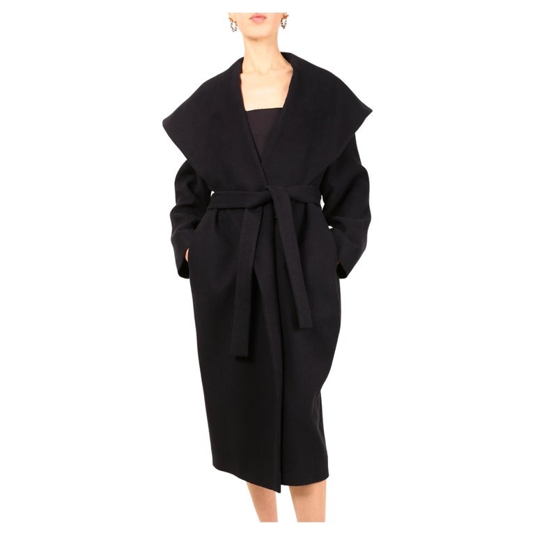 Oversize double-breasted coat,shawl collar in wool and viscose