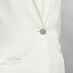 THE ROW white acetate viscose single button skinny lapel blazer US2 S