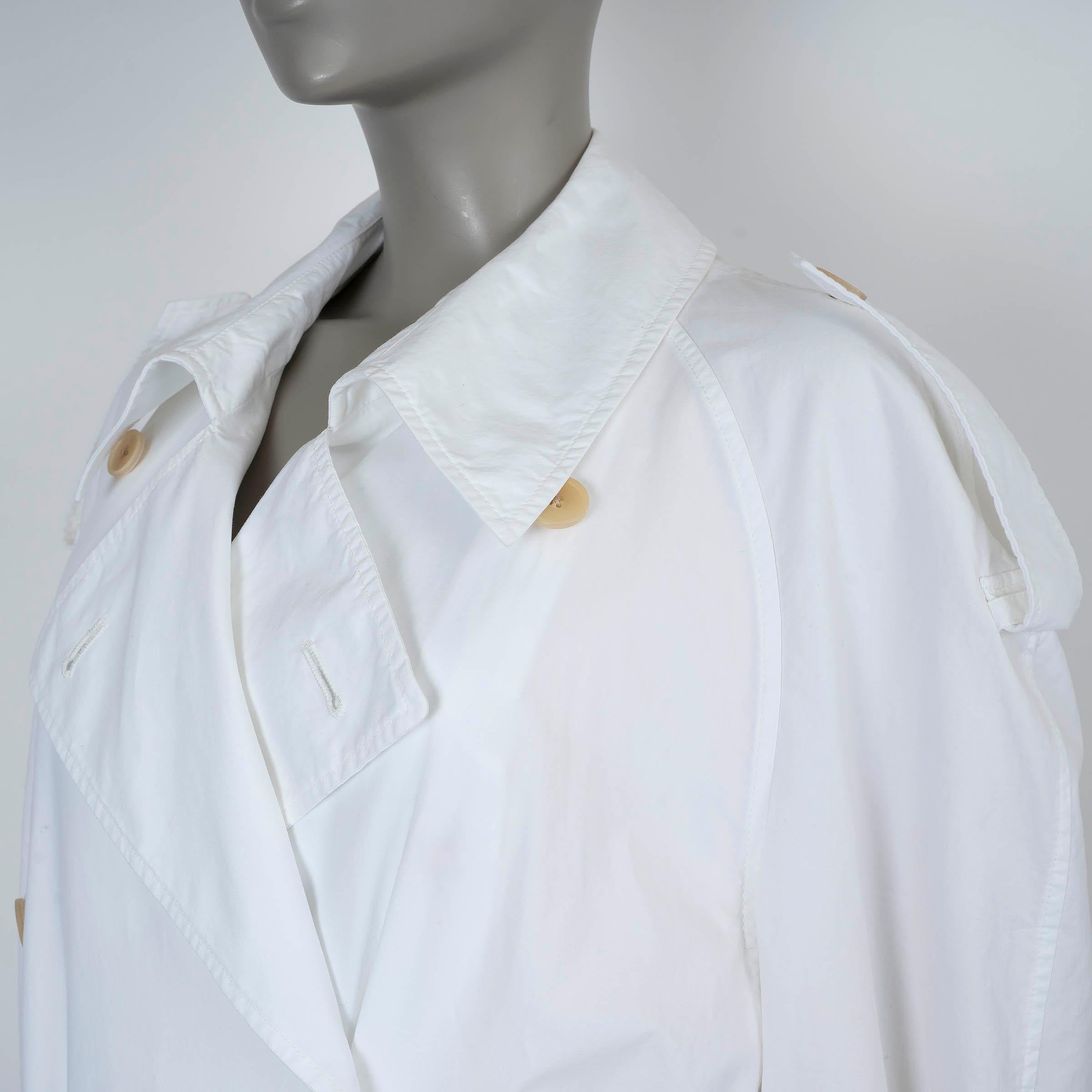 THE ROW cotone bianco 2024 DENVER LAVATO POPLIN TRENCH Giacca Cappotto S.S. White in vendita 1